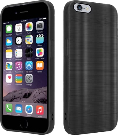 Cadorabo Hoesje geschikt voor Apple iPhone 6 PLUS / 6S PLUS in Brushed Zwart - Beschermhoes Case Cover van flexibel TPU silicone in Brushed design
