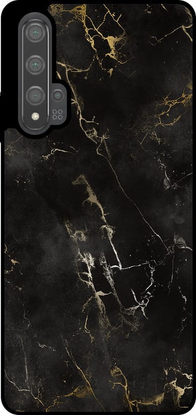 Smartphonica Telefoonhoesje Geschikt voor Huawei Nova 5T met marmer opdruk - TPU backcover case black marble design - Zwart geschikt voor Huawei Nova 5T