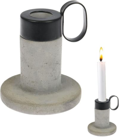 Kandelaar - Steen Beton - Robuuste Stevige Industriële Kaarshouder - 8 x 9 cm