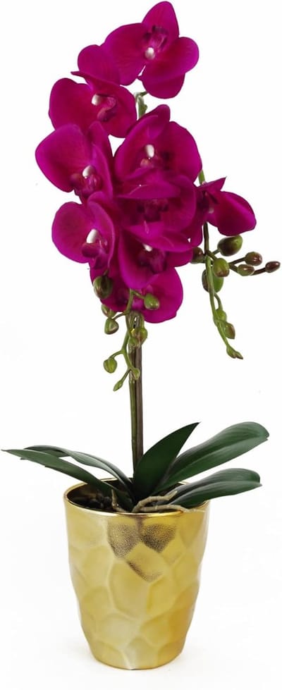 Kunstorchidee Plant - Nepbloemen - Huis Decoratie - Echte Touch Bladeren - 54 cm Hoog - Paars