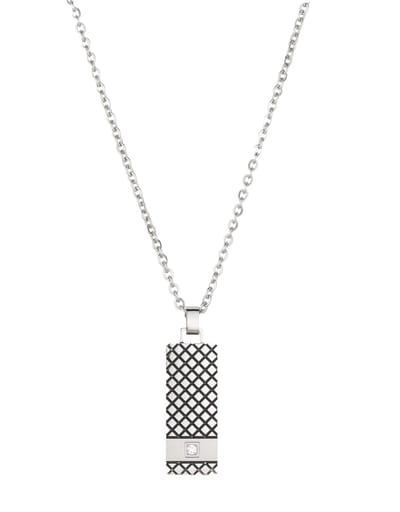 Traveller Ketting - Heren - Met Hanger - Zilverkleurig - Edelstaal - Zirkonia - 181194