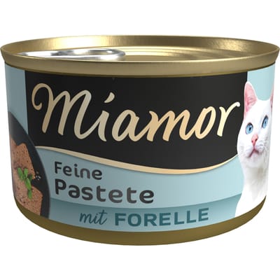 12 x 85 g Miamor Pastete natvoer voor katten + 50 g Miamor Kissies met eend gratis! - Forel