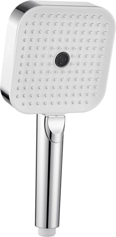 DERW MAX Douchekop - Regendouche - 3 functies - 12cm Handdouche - Hoge Druk - Wellness - Waterbesparende - Chroom + Wit