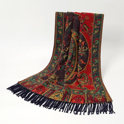 Luxe Winter Pashmina Sjaal Dames Rode Paisley Borduurwerk Sjaals Kasjmier Dikke Stolen Dame Elegante Poncho Buiten Bufanda 65X200cm black