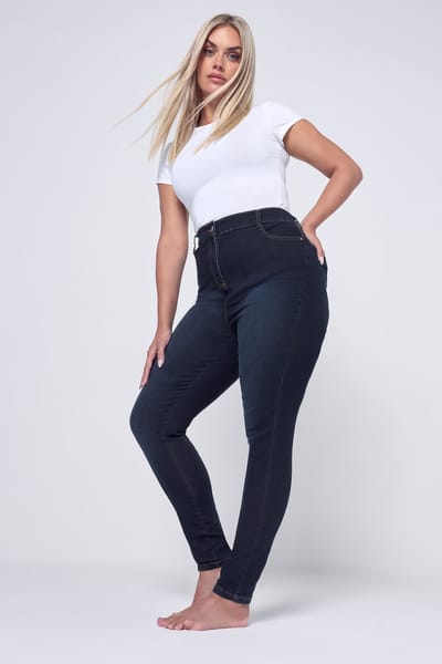 Yours Ava Skinny Stretchjeans In Donker Indigoblauw Size 46