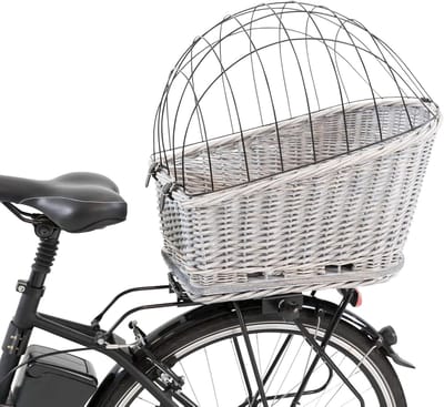 Famanu – Fietsmand met rooster voor bagagedrager, wilg/metaal combinatie, 35 x 49 x 55 cm