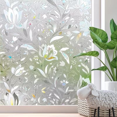 Decoratieve 3D Raamfolie zonder Lijm met Tulpenpatroon - Ideaal voor Privacy en Verfraaiing (44.5 x 400 cm)