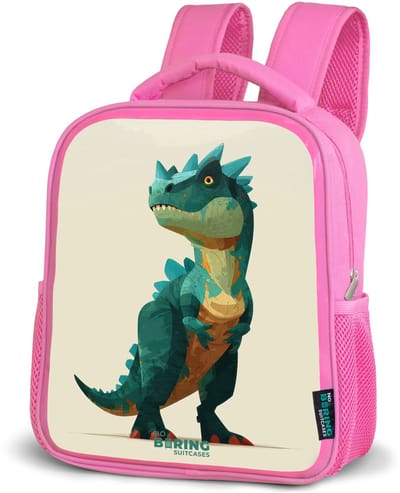 NoBoringSuitcases.com® - Rugzak roze - Schooltas meisjes - Gehoornde dino met scherpe blik - Kinder rugtas meisje - Boekentas kind - Kinderrugzak voor school - Schoolrugzak