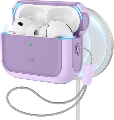 Beschermhoes voor AirPods Pro 3 - Compatibel met MagSafe - Rondom Bescherming - Trekkoord - Lavendel
