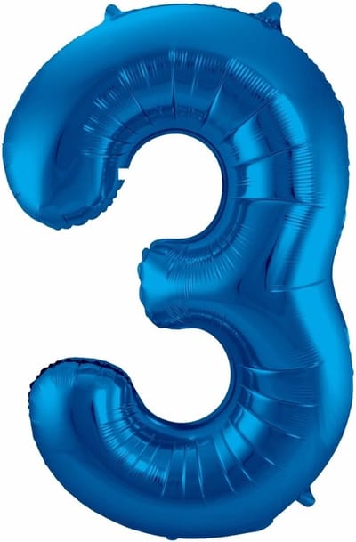 Folat Verjaardag Leeftijd folieballon - 3 jaar - blauw - 86 cm - cijferballon groot