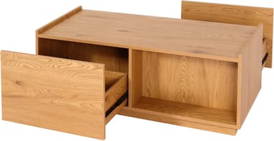 Salontafel MCW-J78, woonkamertafel bijzettafel sofatafel, lade, MDF 110x50x40cm ~ eiken look