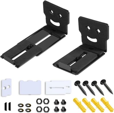 Wall Mount Speaker Holder voor Twee Speakers - Ondersteunt tot 25 kg - Diepte Verstelbaar - Geschikt voor 8-13 cm Soundbar - Zwart