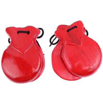 2 Pièces Châtaignes Traditionnelles Bois Châtaignes Espagnoles Flamenco Danse Châtaignes Avec Corde Claquette à Main Instrument de Percussion pour Enfants rouge