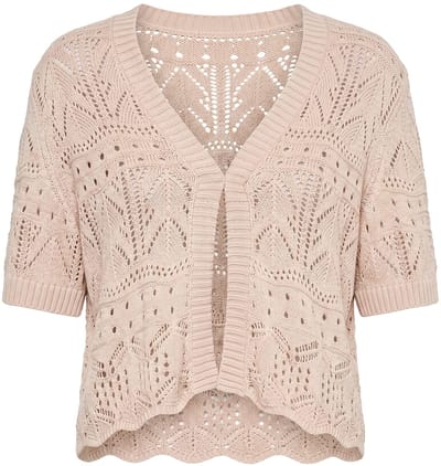 Angel of Style - Dames - Vest straight fit ajourbreisel korte mouw - Linnen - Maat 54+