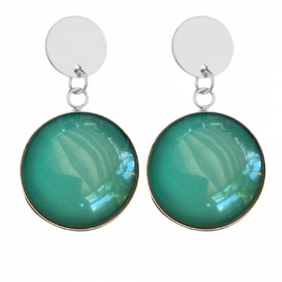 Clip oorbellen -groen- zilverkleurrand-geen gaatje- Charme Bijoux