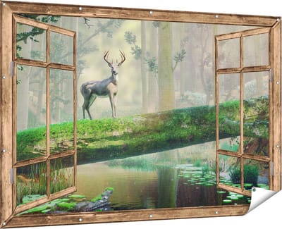 Gards Tuinposter Abstracte Kunst van een Oceaan - 60x40 cm - Tuindoek - Tuindecoratie - Wanddecoratie buiten - Tuinschilderij