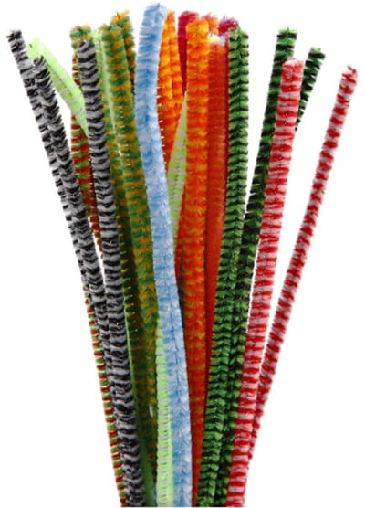 CC Chenilledraad Multigekleurd Strepen 6 mm 30 stuks