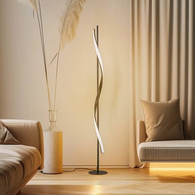 Lindby LED vloerlamp Munja, zwart, metaal, dimbaar