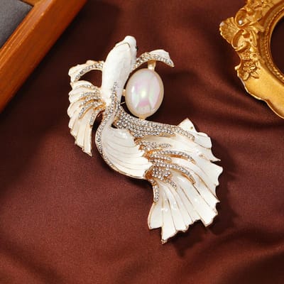 Femmes Hommes Classique Éclat Perle Sirène Hime Émail Badges Broches Vintage Exquis Luxe Cristal Design Unisexe Broches Bijoux