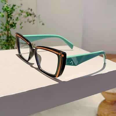KAMMPT Vintage Kattenoogvormige Bril Trendy Stijlvol Ontwerp Bril zonder Sterkte Dames Nieuw- Stijlvolle Meerkleurige Rand Bril