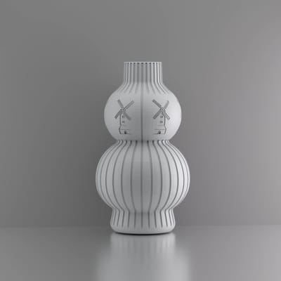 3d-gezellig Julia met molen - Vaas - Grijs - Maat 25 cm - Kunststof - Modern - Bloemenvaas -100% gerecycled PLA (bioplastic)