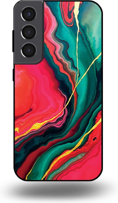 Smartphonica Telefoonhoesje Geschikt voor Samsung Galaxy S22 met Rood Groen Marmer Opdruk - TPU Backcover Case Red Green Marble Design geschikt voor Samsung Galaxy S22