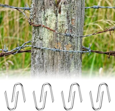 U-vormige ijzeren klemmen, 100 stuks, 20 x 1.8 mm, gegalvaniseerd staal, ideaal voor het bevestigen van gaas- en hekwerken