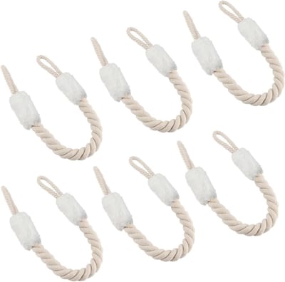 Set van 6 Deurkabels van Katoen, 60 cm, Witte Deurkabels met Rivet Stof voor Veiligheid en Bescherming tegen Dichtklappen
