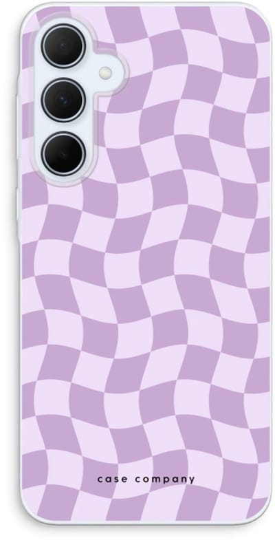 Case Company® - Hoesje geschikt voor Samsung Galaxy A35 hoesje - Grid Paars - Soft Cover Telefoonhoesje - Bescherming aan alle Kanten en Schermrand