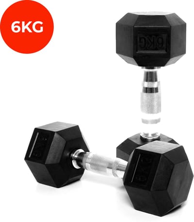 Core Power - Rubber Hex Dumbbells - 6 kg - Dumbbell set - Krachttraining - Halterset