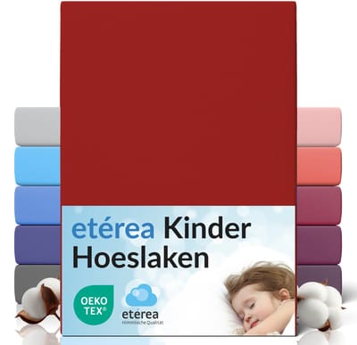 etérea Jersey Hoeslaken 60x120 - 70x140 cm Oekotex Made in Green - 100% katoen - Kers