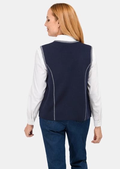 Tijdloos tricot vest met merinoscheerwol - marine / grijs - Gr. 38 van Goldner Fashion
