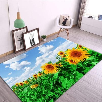 Tapis de chambre à coucher jaune tournesol pour fille, motif floral nordique mignon, tapis de chevet, décoration de chambre, tapis de sol de cuisine, tapis de balcon 60x90cm gray