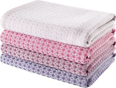 JGS ® Roze Keukendoeken Set van 4 Stuks - Zachte en Absorberende Katoenen Theedoeken