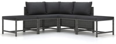 Balkonset 4 personen - Tuinset - Bistroset - Grijs- Weerbestendig - 5 delig - 4 stoelen - 4 personen - Staal