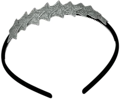 Diadeem met sterretjes - kerstcollectie - glimmend - ster - zwarte diadeem - zilver