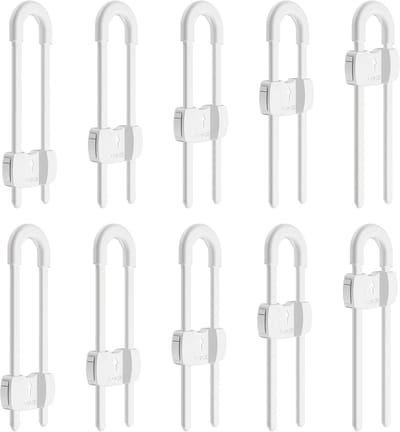 Kastsloten met 4 knoppen - 10 Stuks U-vormige Veiligheidskindersloten voor Kledingkasten, Keukens en Badkamers