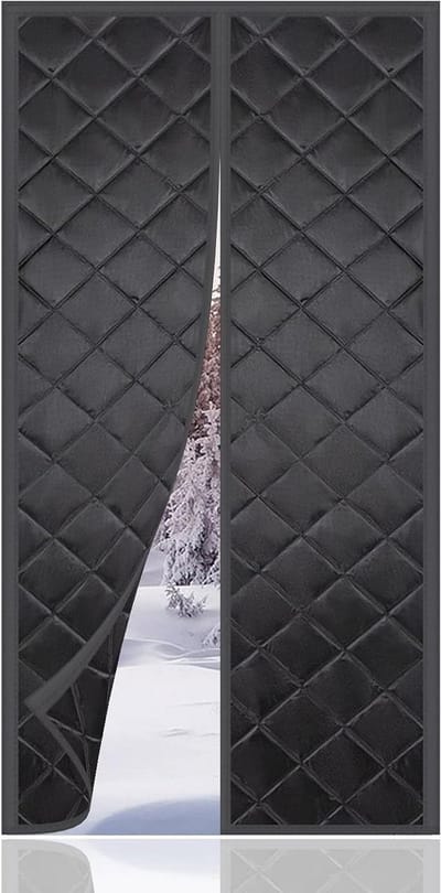Magnetisch Deurgordijn - Thermisch Isolatiegordijn - Tocht Vrij Houden - Automatische Magneetsluiting - 175 x 215 cm - Zwart