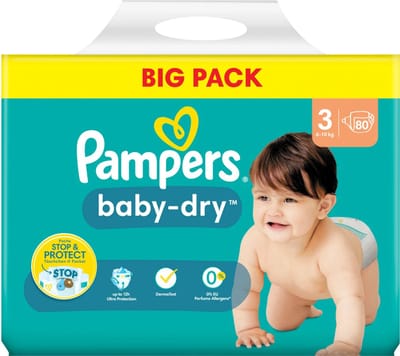 Pampers n° 3 baby dry big pack 80x luiers