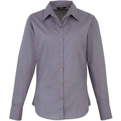 Premier Dames/Dames Popeline Blouse met Lange Mouwen (Staal)