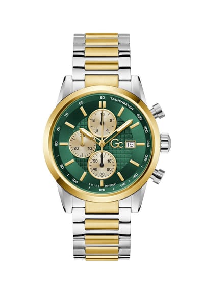Gc Gc Gallant Chrono Metal Quartz Chronograafhorloge Zilver En Geel Goud Kast Gemaakt Van 100% Roestvrij Staal En Een Armband Van 100% Roestvrij Staal 42 Z61001G2, Z61002G9