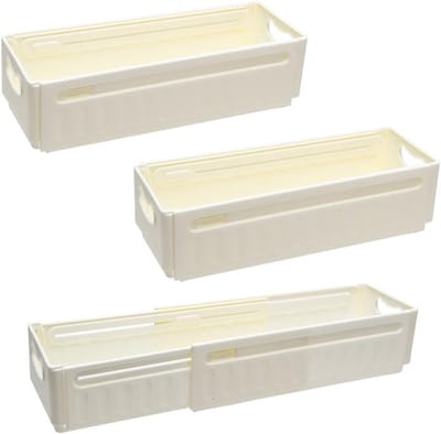 Opbergdozen Kunststof - Klapkist Set - Laden Organiseren - Flexibel Intrekbaar - 3 Stuks 47cm - Wit