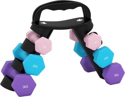 Sportnow Halterset-Metaal, kunststof-42L x 10B x 30H cm-Roze+Lichtblauw+Lila