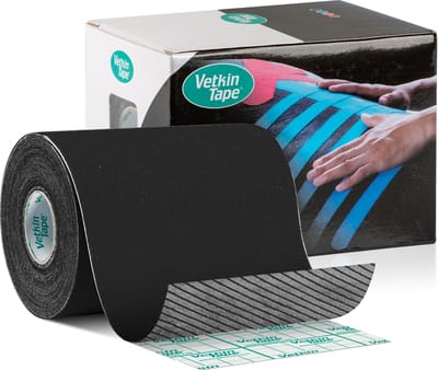 VetkinTape® Zwart 10 cm x 5 m – 1 rol kinesiotape voor paarden en andere dieren