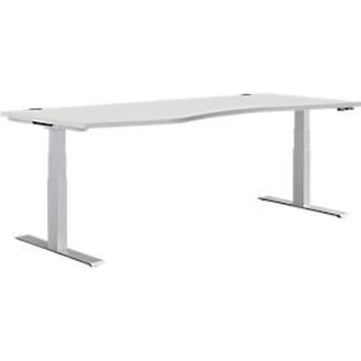 Schäfer Shop  Genius Bureautafel in vrije vorm MODENA FLEX, elektr. in hoogte verstelbaar, aanbouw links, B 1800 mm, lichtgrijs