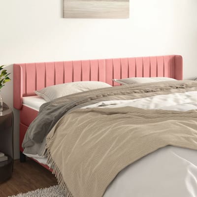 vidaXL - Hoofdbord - met - randen - 183x16x78/88 - cm - fluweel - roze