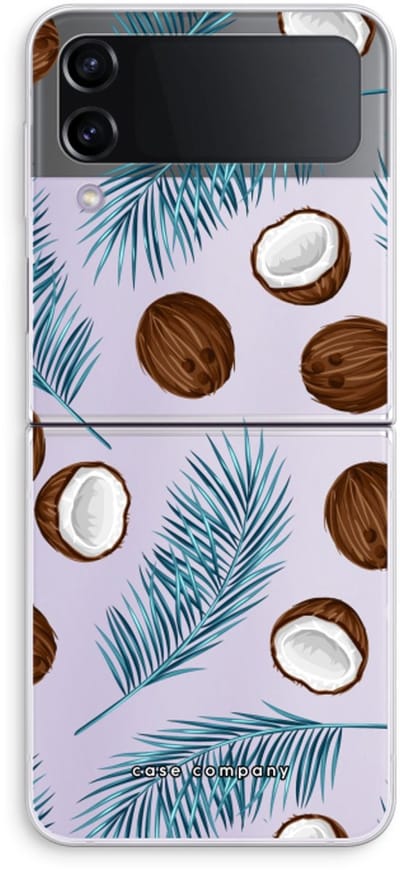 Case Company® - Hoesje geschikt voor Samsung Galaxy Z Flip4 hoesje - Kokosnoot - Soft Cover Telefoonhoesje - Bescherming aan alle Kanten en Schermrand