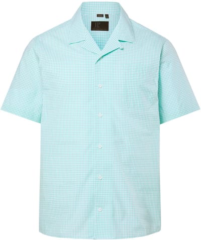 JP 1880 - Heren - JP 1880 geruit overhemd korte mouwen Cubaanse kraag tot 8XL - Jadegroen - Maat 5XL
