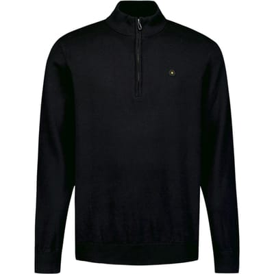 No Excess Pullover Half Zipper Solid Knit Black Größe: M | Turtlenecks Outlet | Herren | Schwarz