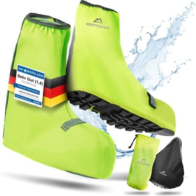 Nextcover® Overschoenen Waterdicht | 100% Waterdichte Regenschoenen Fiets | Reflecterende Schoenovertrek Herbruikbaar| Regenhoezen voor Schoenen | Overschoenen | Schoenbescherming | Fietsoverschoenen